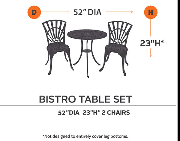 52" Terrace Elite Bistro Table & 2-4 Standard Chair Cover