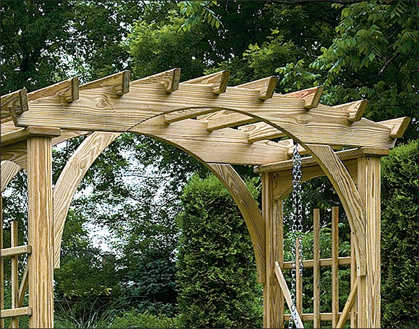 3 x 6 Treated Pine Palermo Arched Arbor w/4 Rollback Swing