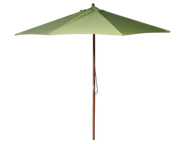 9 Octagon Market Polyester Umbrella w/Hardwood Pole, Manual Lift, and No Tilt