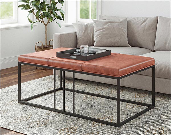 Rey Metal Faux Leather Bench