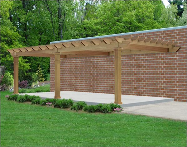 Rough Cut Cedar Vintage Classic Wall Mount Pergola