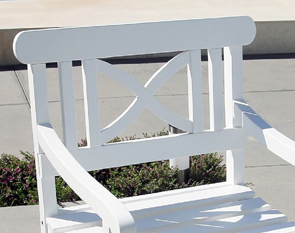 White Acacia Dining Table w/ 6 Crossback Armchairs