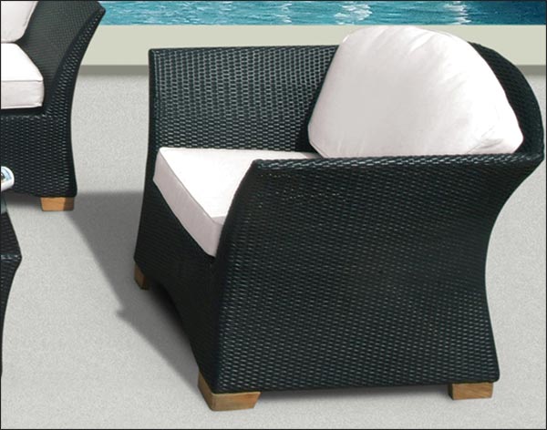 Black Wicker Curve Back 5 Piece Deep Seat Patio Set