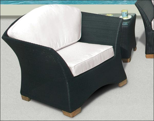 Black Wicker Curve Back 5 Piece Deep Seat Patio Set