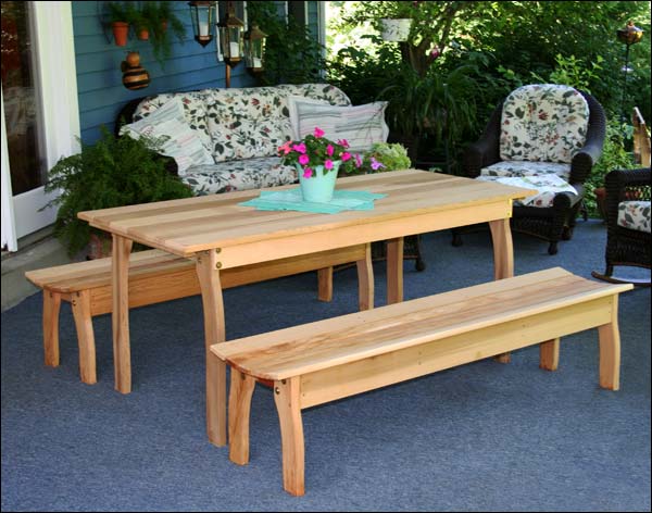 46" x 32" Red Cedar Contoured Picnic Table with (2) 46" Benches