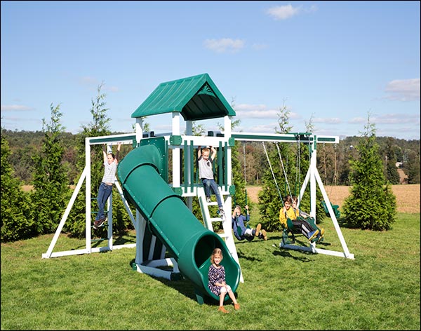 Lookout Vinyl Playset w/ Climbing Set & Rock Wall