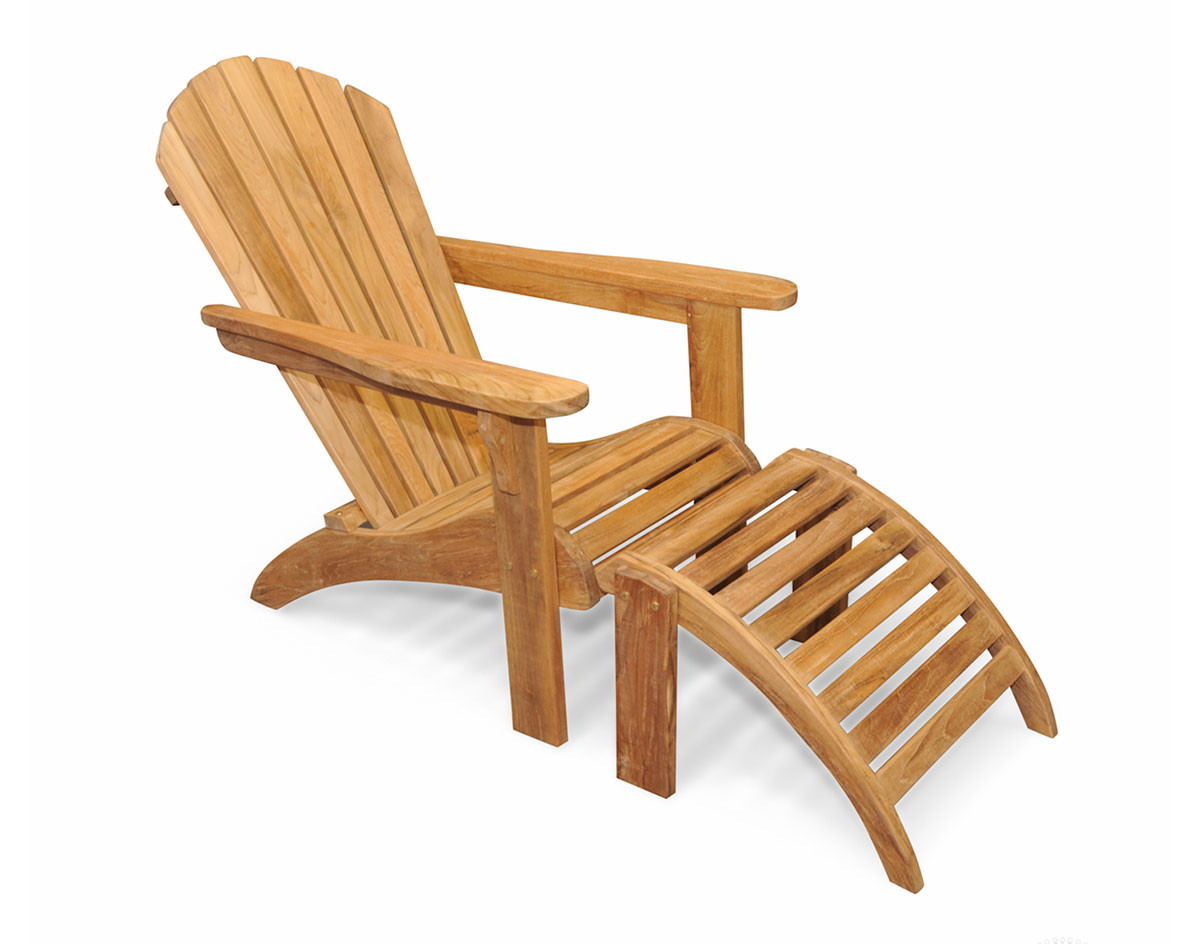 Teak Adirondack Chair &amp; Footstool Set