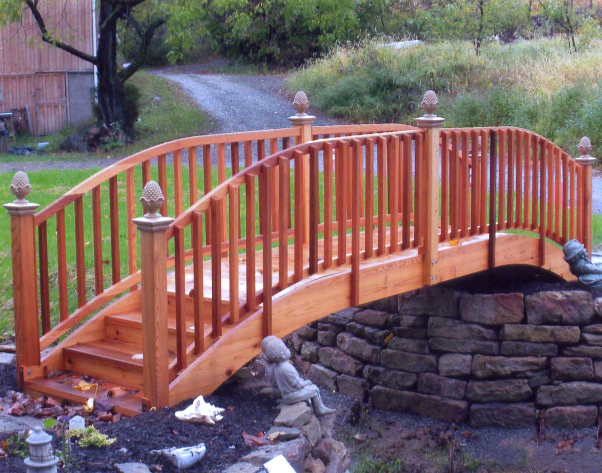 Red Cedar Arched Step Bridge