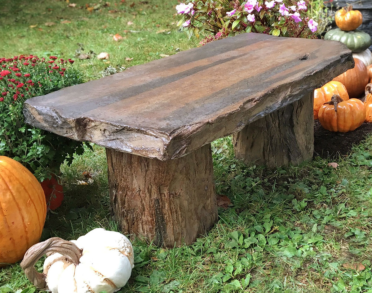 Concrete Memorial Log Bench