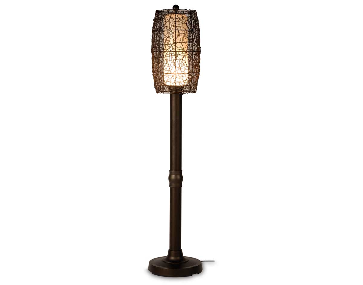 Outdoor Wicker Barrel Floor Lamp