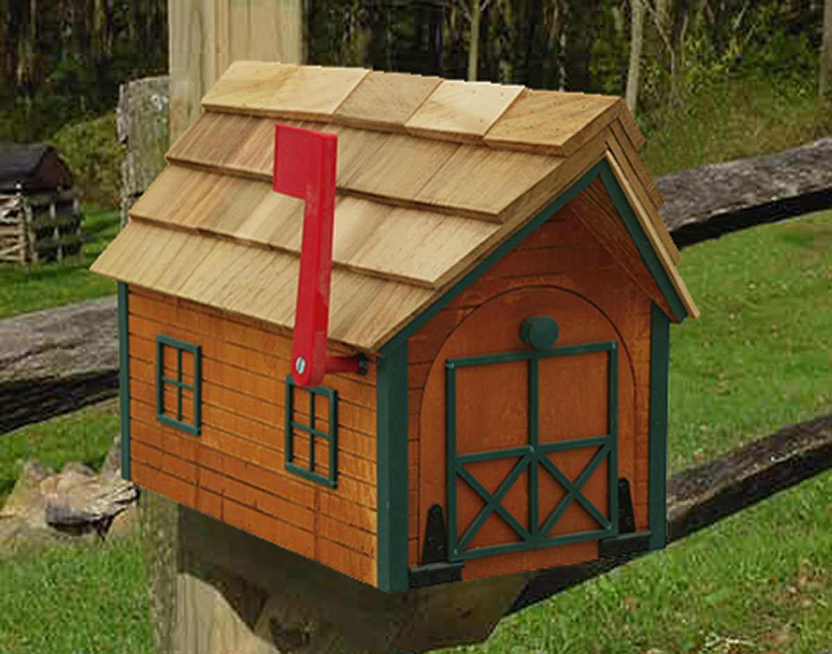 Solid Pine with Tamper Resistant Mounting Hardware Log Cabin Mailbox