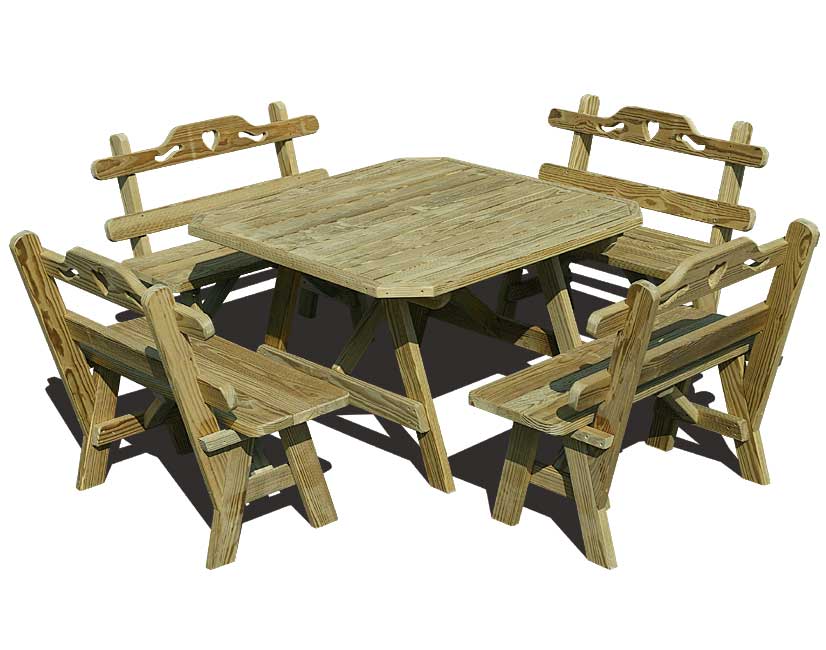 Treated Pine Wide Picnic Table W Hearts Backs Treated Pine Wide Picnic Table W Hearts, How Wide Is A Picnic Table