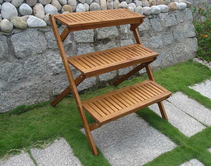 Plantation Teak 3 Tiered Plant Stand