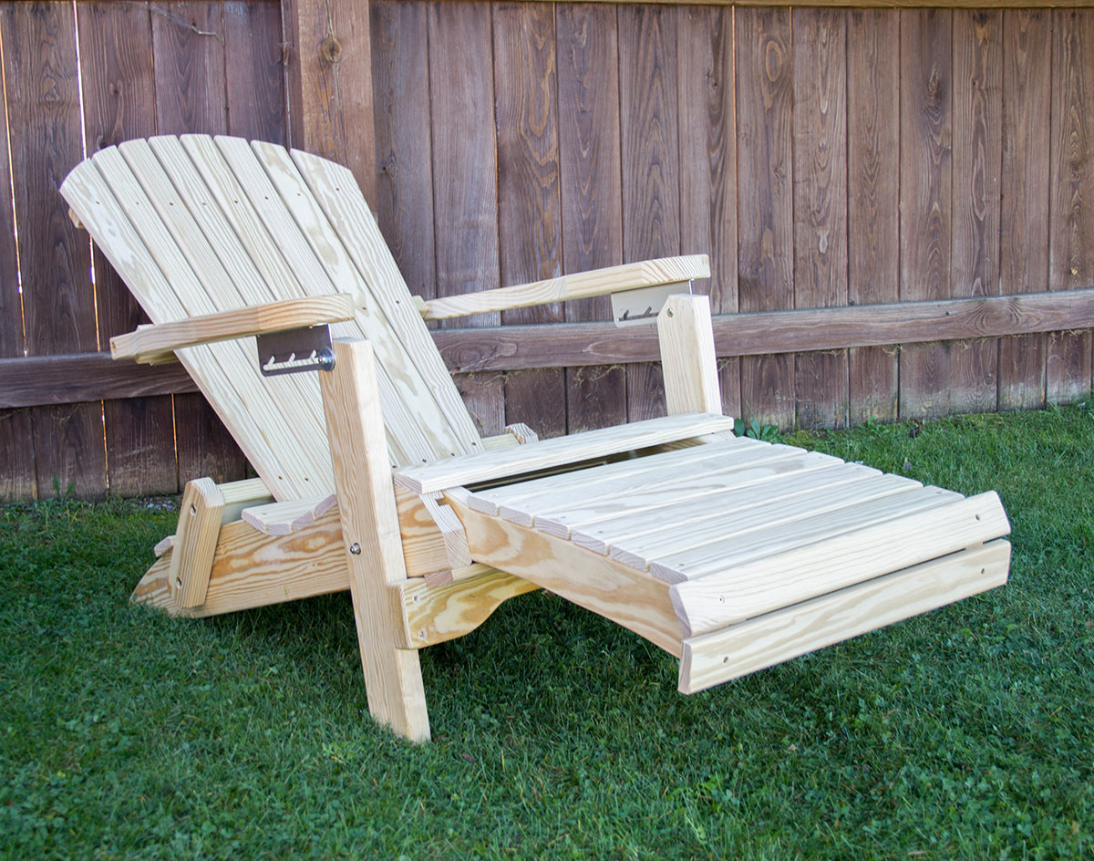 Treated Pine Folding/Reclining Adirondack Chair w/Footrest