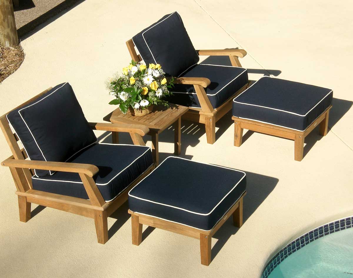 Teak Port Chair, Ottoman &amp; Table Collection